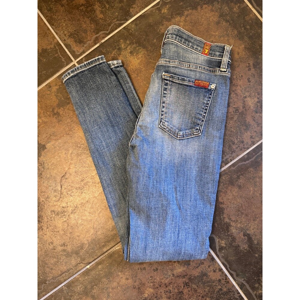 7 For All Mankind The Skinny Jeans Women’s 25 Blue Stretch Denim 29”